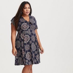 Torrid navy mandala challis skater dress